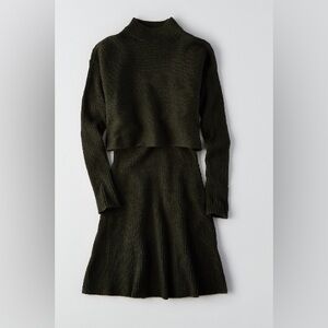American Eagle Outfitters dark green Long Sleeve Dress